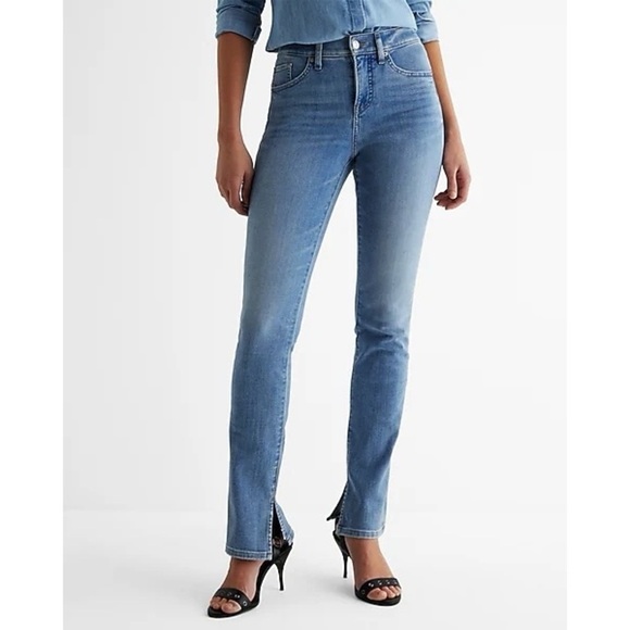 Express Womens 12 R Skyscraper Mid Rise Split Hem Bootcut Stretch Jeans - Picture 3 of 8